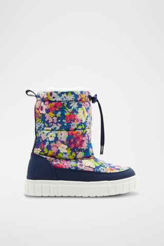 Gevoerde Leren Enkellaarzen - Marineblauw en roze