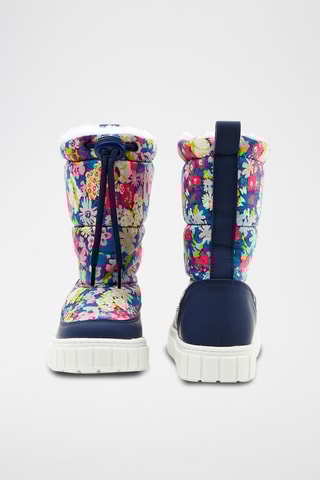 Gevoerde Leren Enkellaarzen - Marineblauw en roze