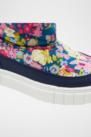 Gevoerde Leren Enkellaarzen - Marineblauw en roze