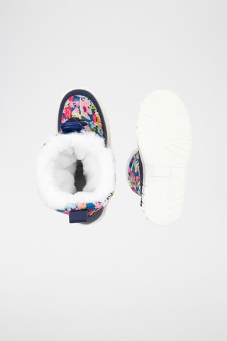 Gevoerde Leren Enkellaarzen - Marineblauw en roze