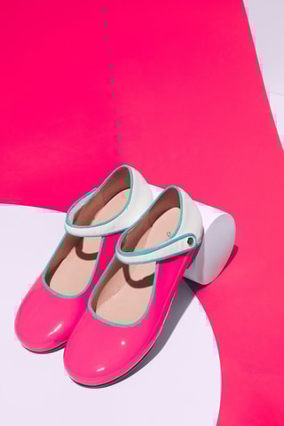 Leren Mary Janes - Roze en Zeegroen