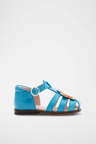 Leren Saloméschoenen - Turquoise en oranje
