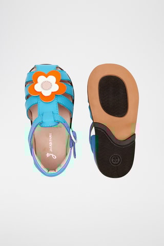 Leren Saloméschoenen - Turquoise en oranje