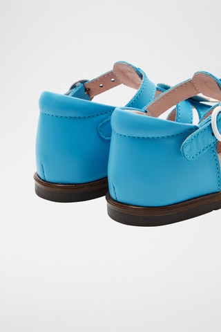 Leren Saloméschoenen - Turquoise en oranje