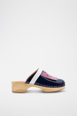 Lakleren Clogs - Marineblauw en roze