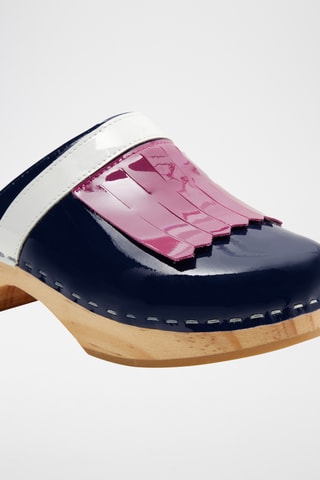 Lakleren Clogs - Marineblauw en roze
