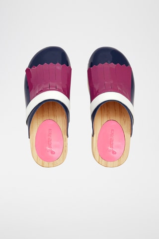 Lakleren Clogs - Marineblauw en roze