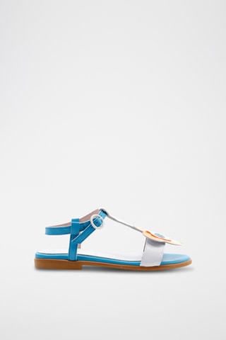 Leren Sandalen - Turquoise en wit
