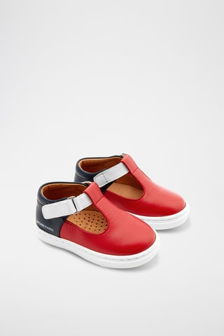 Leren Saloméschoenen - Rood en Marineblauw