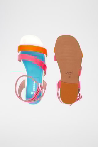 Leren Sandalen - Fuchsia en oranje