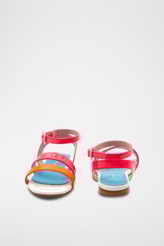 Leren Sandalen - Fuchsia en oranje