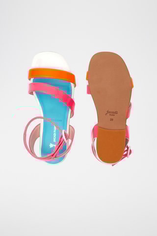 Leren Sandalen - Fuchsia en oranje