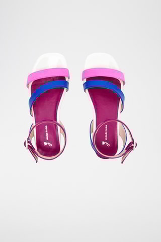 Leren Sandalen - Roze en koningsblauw