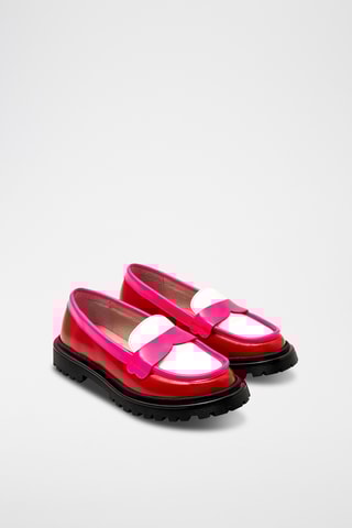 Leren Mocassins - Fuchsia en Rood 