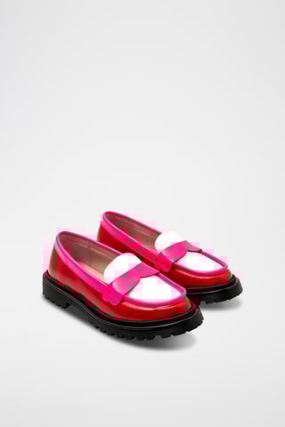 Leren Mocassins - Fuchsia en Rood 