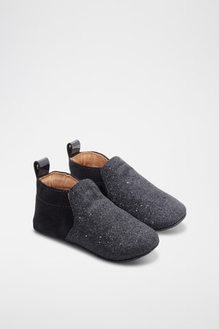Nubuck Pantoffels - Zwart en Donkergrijs