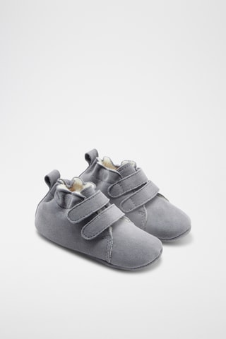 Gevoerde Nubuck Pantoffels - Lichtgrijs