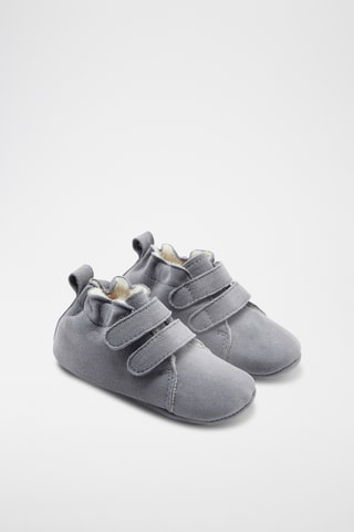 Gevoerde Nubuck Pantoffels - Lichtgrijs