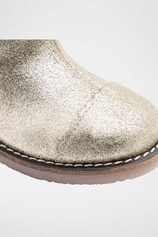 Gevoerde Leren en Schapenwollen Enkellaarzen - Goudkleurig en Wit 