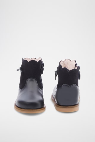 Leren en Nubuck Enkellaarzen - Zwart