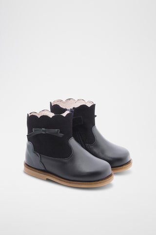 Leren en Nubuck Enkellaarzen - Zwart