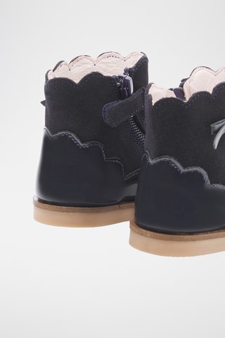 Leren en Nubuck Enkellaarzen - Zwart