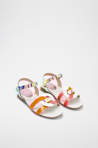 Leren Sandalen - Oranje en turquoise