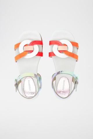 Leren Sandalen - Oranje en turquoise