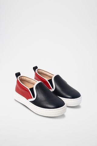 Leren Slip-ons - Zwart en rood
