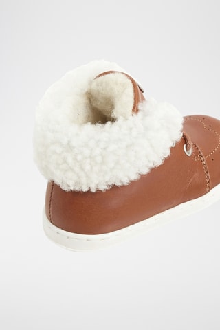 Gevoerde Leren en Schapenwollen Boots - Camel