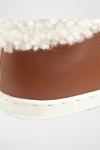 Gevoerde Leren en Schapenwollen Boots - Camel