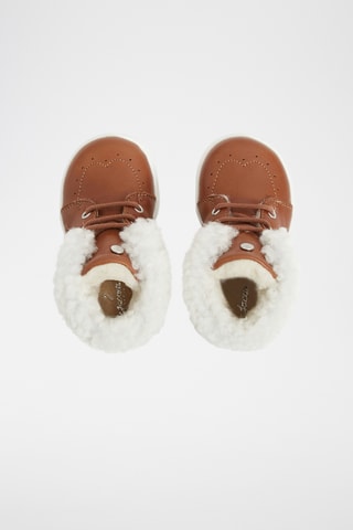 Gevoerde Leren en Schapenwollen Boots - Camel