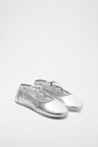 Leren Gevoerde Mary Janes - Zilverkleurig