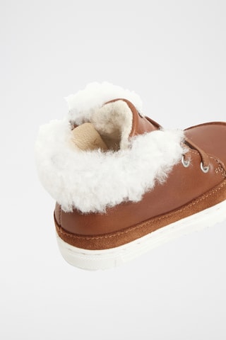 Gevoerde Leren, Splitleren en Schapenwollen Boots - Camel