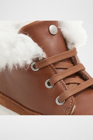 Gevoerde Leren, Splitleren en Schapenwollen Boots - Camel