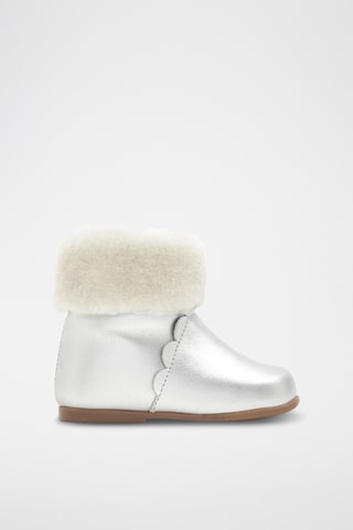 Gevoerde Leren en Schapenwollen Enkellaarzen - Zilverkleurig