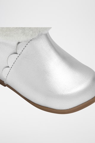 Gevoerde Leren en Schapenwollen Enkellaarzen - Zilverkleurig