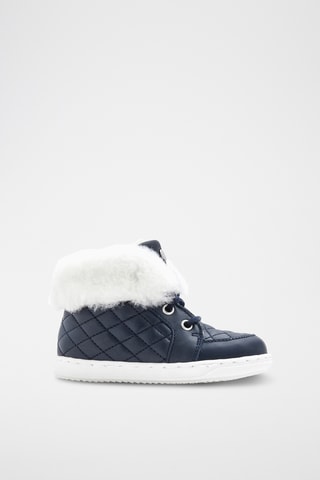 Gevoerde Hoge Leren en Schapenwollen Sneakers - Marineblauw