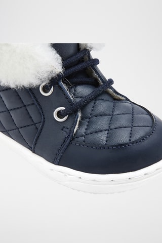 Gevoerde Hoge Leren en Schapenwollen Sneakers - Marineblauw