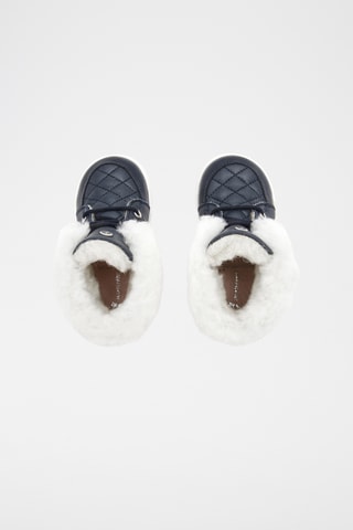 Gevoerde Hoge Leren en Schapenwollen Sneakers - Marineblauw