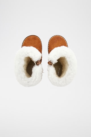 Gevoerde Nubuck en Schapenwollen Boots - Camel