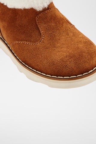 Gevoerde Nubuck en Schapenwollen Boots - Camel