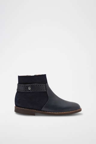 Leren en Splitleren Enkellaarzen - Zwart 