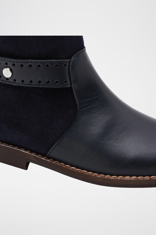 Leren en Splitleren Enkellaarzen - Zwart 