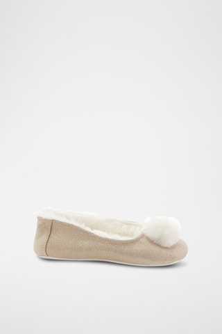 Gevoerde Leren Pantoffels - Beige