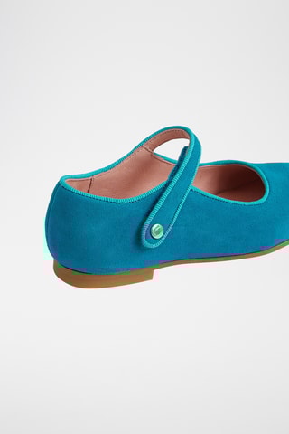 Geitennubuck Mary Janes - Turquoise