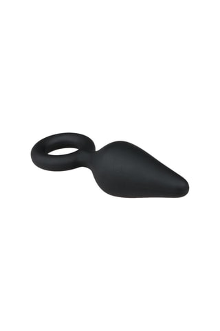 Plug anal avec anneau d'extraction Noir - 8,5 cm