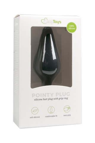 Plug anal avec anneau d'extraction Noir - 8,5 cm