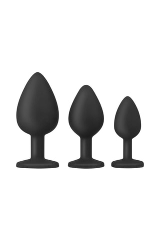 Ensemble 3 plugs anaux avec diamant - Noir - 7 à 9,3 cm