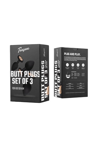 Ensemble 3 plugs anaux avec diamant - Noir - 7 à 9,3 cm